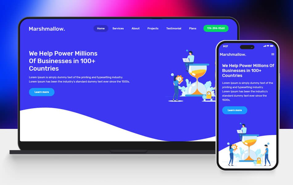 一款精致数字化插画风格创意营销机构网页模板